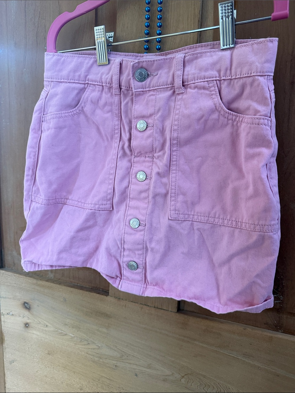 Girls' Pink Button-Front Skirt